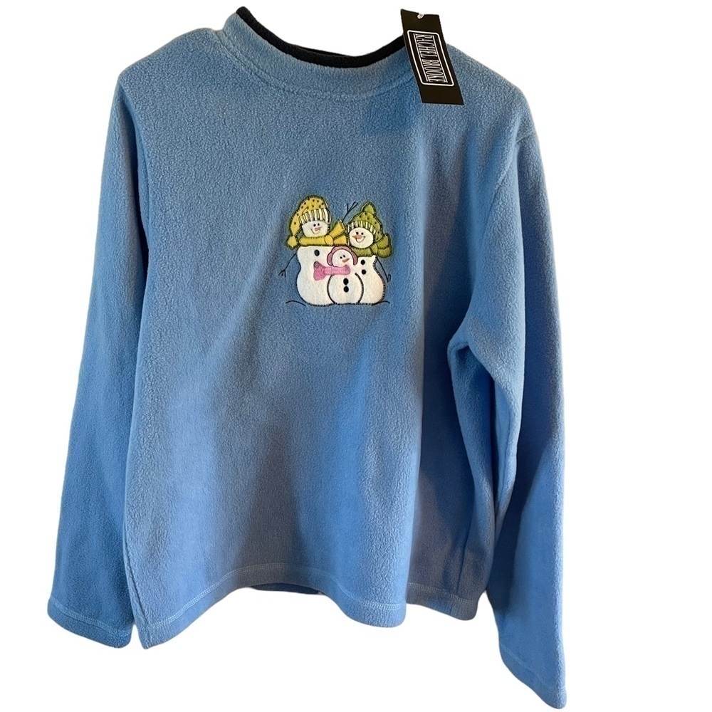 NWT Rachel Brooks snowman sweatshirt blue winter and seasonal size medium